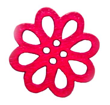 Kids button as blossom of wood in red 20 mm 0,79 inch